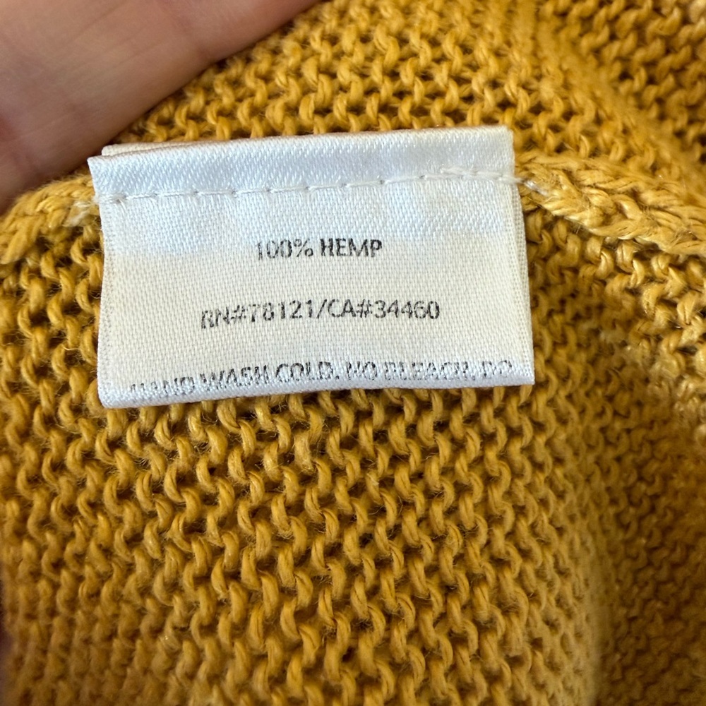Eileen Fisher 100% Hemp Golden Yellow Knit Open Front Cardigan Size 1X - Picture 3 of 8